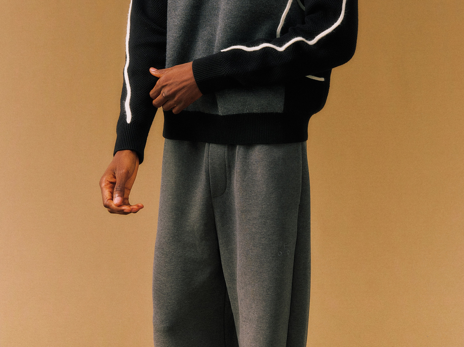 FPA Color-Block Curved Crewneck Sweater