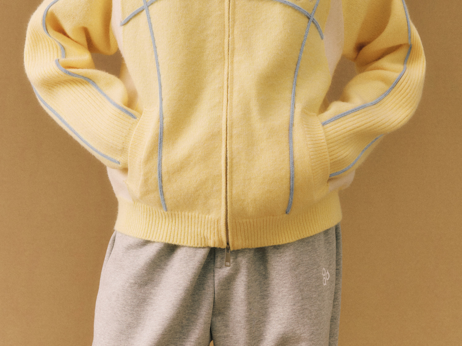 FPA Color-Block Zip-Up Knit Sweater
