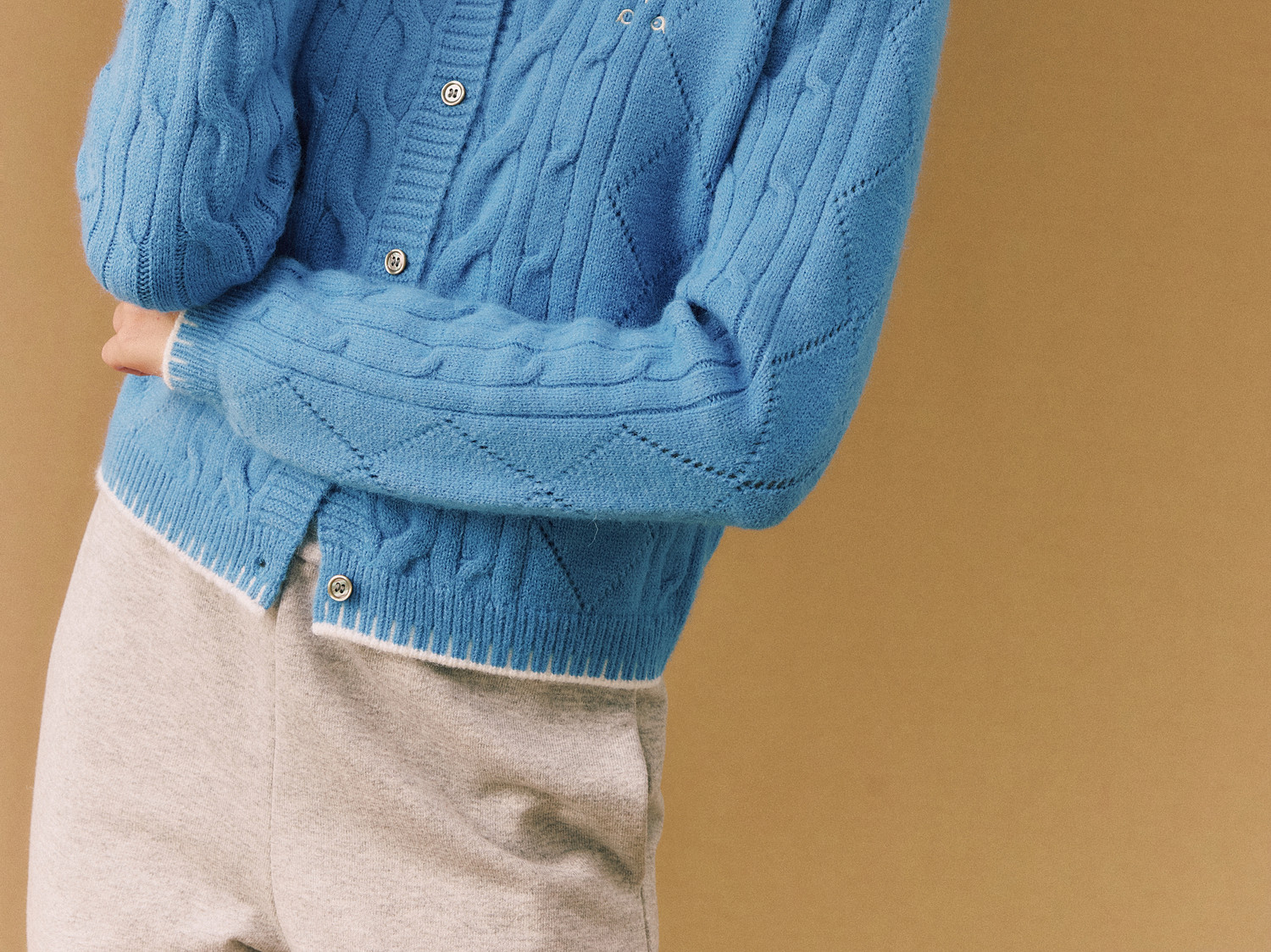 FPA Color-Block Cable-Knit Cardigan