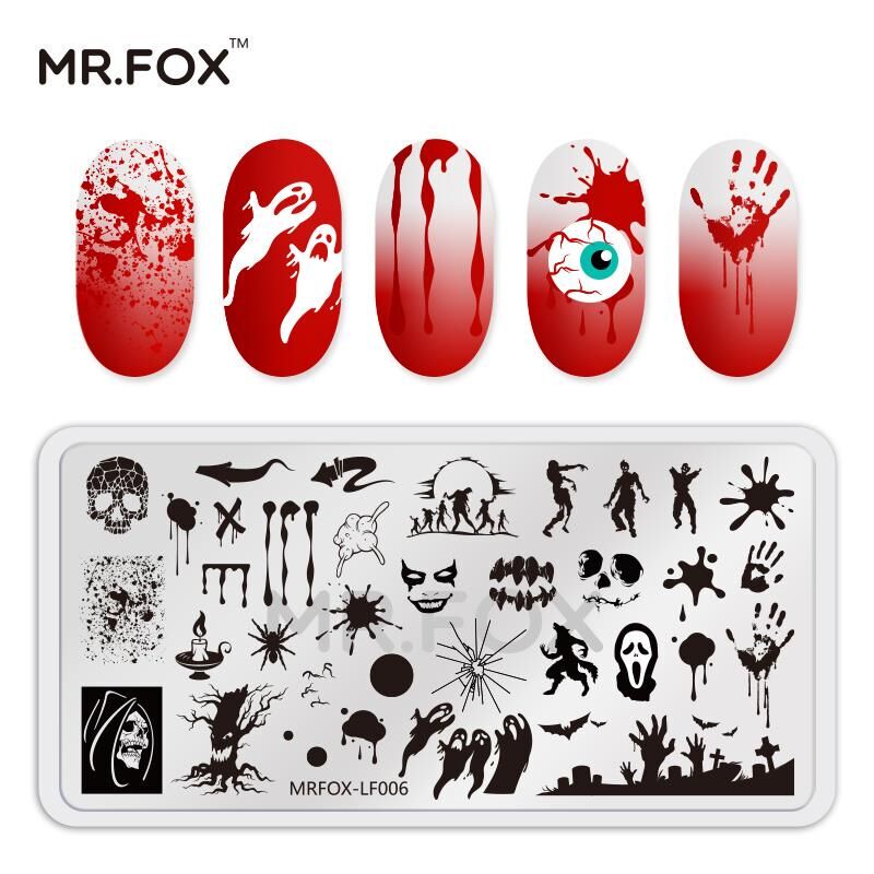 Mr. Fox Nail Art Stamping Plate Transfer Plate Halloween Elder's Day Christmas Snowflake Spider French Squirrel