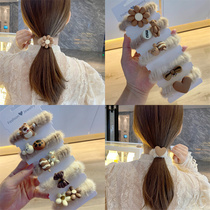 Candy Color Autumn Winter Cute Plush Woolen Suede Large Intestine Hair wool Head rope Brief Yosen female train Matchproof sagging head