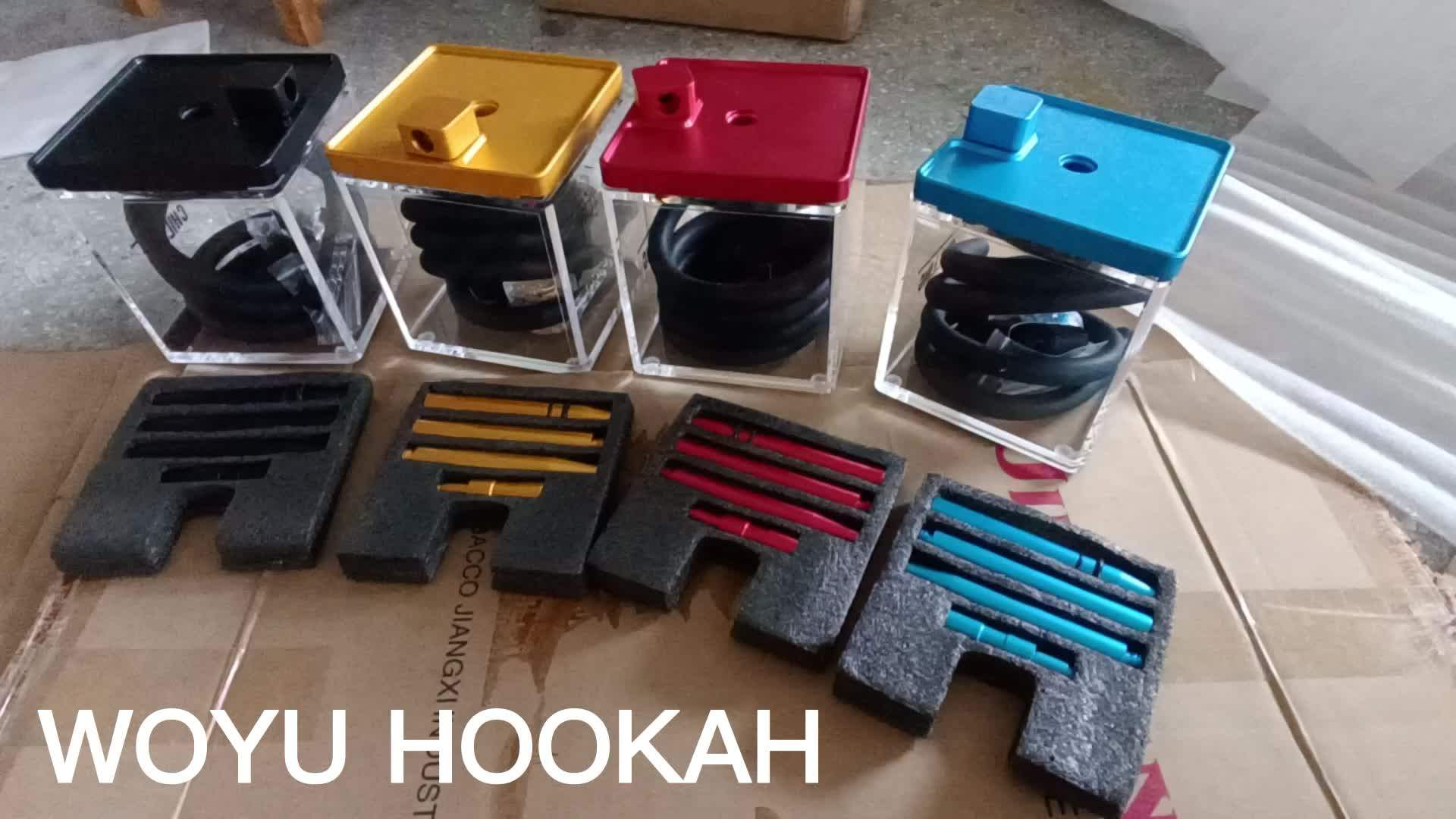Square Sheesha Box Aluminum Acrylic Premium Shisha Hookah With Charcoal
