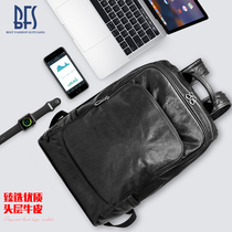BFS mens backpack mens leather large capacity travel bag fashion trend Brand Street European and American cowhide backpack