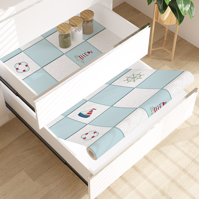 Kitchen drawer cushion anti-damp cushion integral cupboard?Car Waterproof Anti-Oil Sticker Thickening Wardrobe Shoe Cabinet Aluminum Film Self-Adhesive Paving Paper