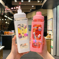 Hong Kong cute minimalist anti-scalding grown-up straw cup sports men and women with the hand cup trend water glass summer portable cup