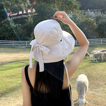 Hong Kong hat children summer sun hat sunscreen fisherman hat Han version 100 hitch bow tie protective cover sun hat