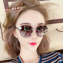 Hong Kong sunglasses 2021 Summer ladies round face without frame big face slim sunglasses anti-UV spectacle tide