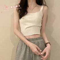 Hong Kong White Small Harnesses Vest Women Summer Outwear Knit Bottom Beauty Back Curl Girls Short blouses
