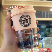 Hong Kong Brief coffee cup small portable with hand water glass male and female students cup ins high face value milk tea cup
