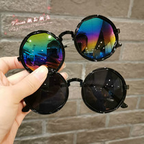 Hong Kong childrens retro sunglasses for male and female children Summer anti-UV sunglasses baby sunglasses tide