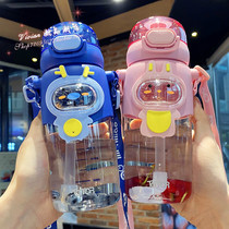 Hong Kong high face value Childrens straw cup Summer portable men and women special cute plastic cup tide