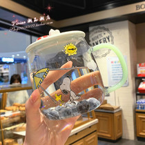 Hong Kong Han Style Cute Water Cup Female Fresher Tea Cup With Tea Leak Glass Cup Simple Mark Heat Resistant Cup