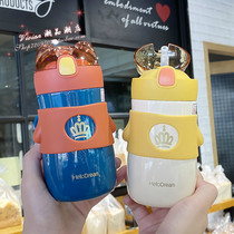 Hong Kong Cute Childrens Water Cup Girls High Face Value Insulated Cups Ultra Cute Baby Portable Elementary School Kids Straw Cup