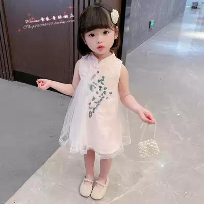 Hong Kong Girls dress 2021 summer dress Baby super fairy mesh princess dress Children's summer net red skirt