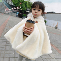 Hong Kong childrens cloak cloak 2021 winter out for windproof quilt with lengthened shawl girls baby thickened jacket