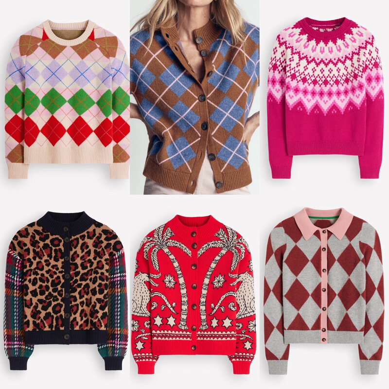 British Bd Women's 26 Fall/Winter Adult Argyle Knit Sweater Fair Isle Wool Vest Short Sleeve Cardigan