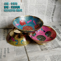 Peacock bowl about 10cm Nepal pure copper painted plate fruit plate seven eight bowls water supply bowl Peacock plate