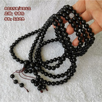 8mm natural black agate Buddha beads 108 rosary Black hand beads Hand string Zhuye Buddha beads Zhuye Rosary beads