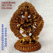 4 inch Great Saint happy day twelve arms like the God of Wealth Nepal pure copper gilt Buddha statue nose God of Wealth