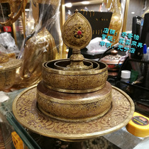 Large medium and small 4 sizes Nepal imported copper Manza Pure copper painted gold eight auspicious Manza plate ornaments