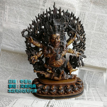 7 inch black six-armed Mahagala Nepalese pure copper Buddha Statue six-armed black Mahagala big black sky Black King Kong