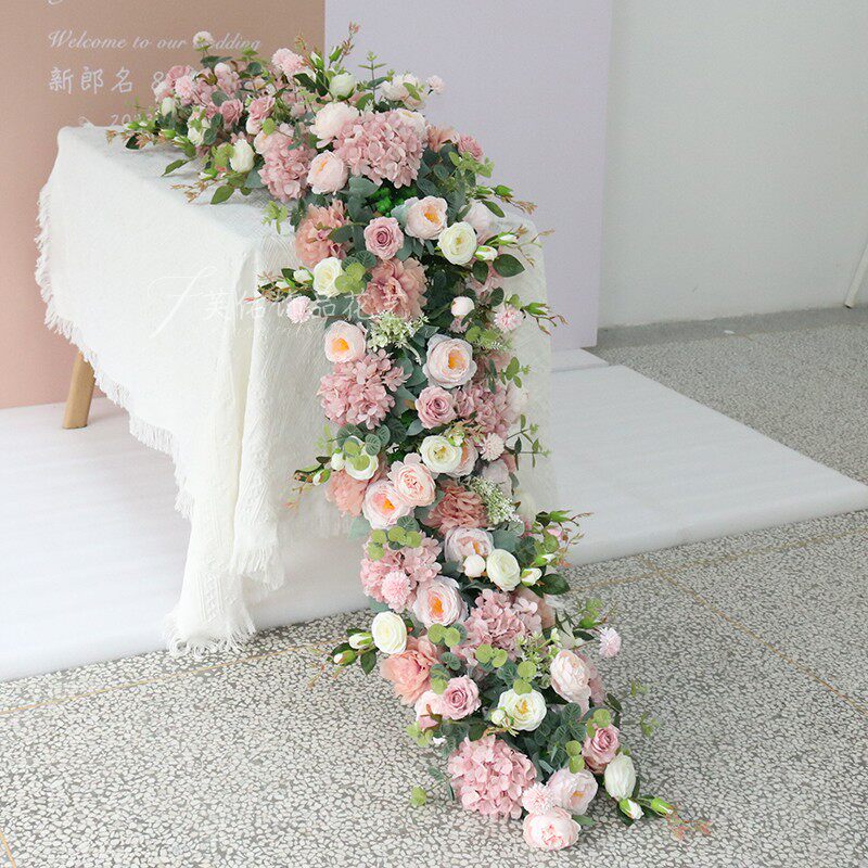 Emulation floral decoration wedding hanging flowers trailing shop window hangings lace up floral strip stage flower arrangement finished products-Taobao