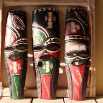 Color mask medium size African handmade wood carving imported from South Africa