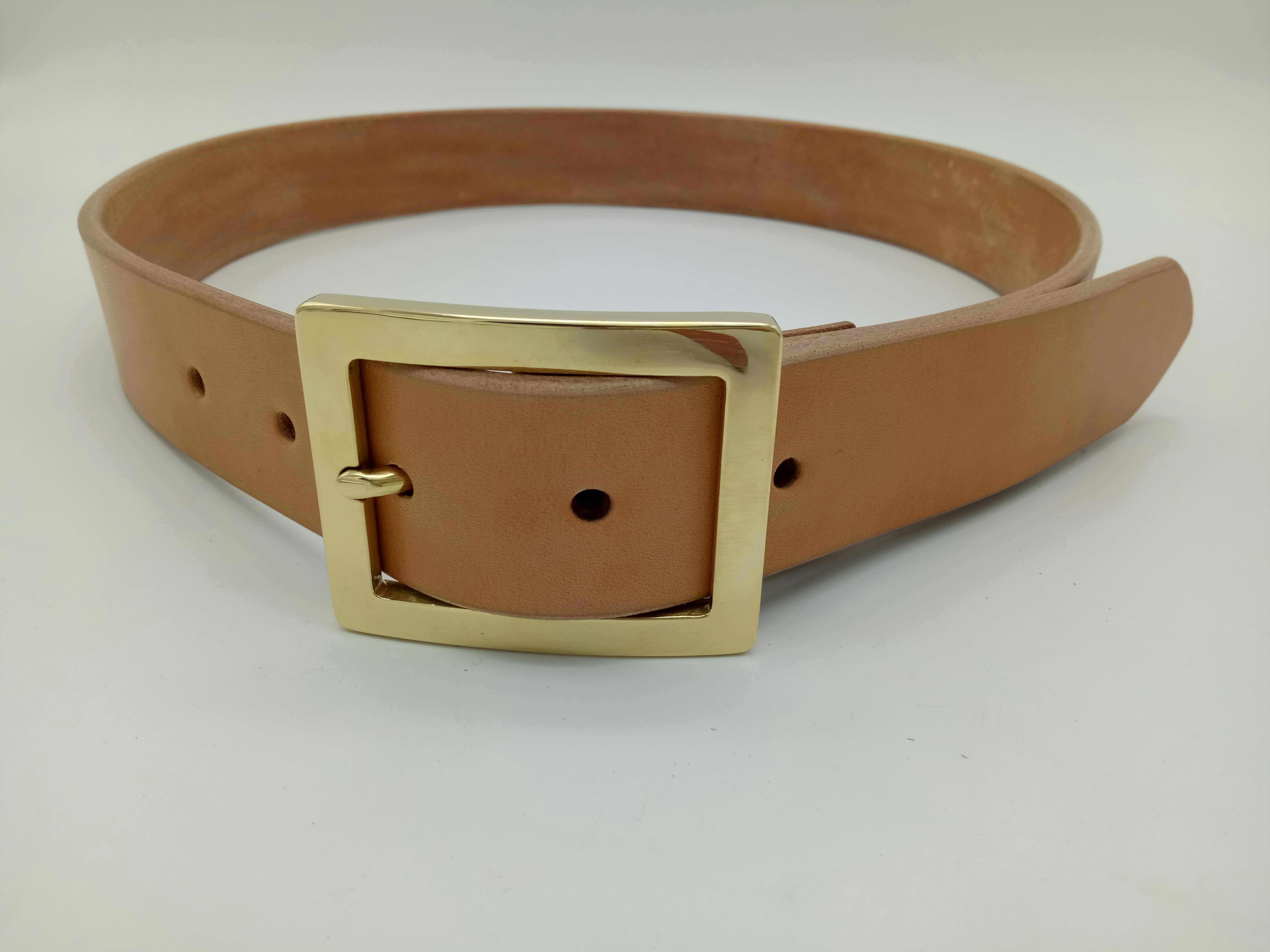 Muzi handmade pure copper plate cutting to make belt buckle head with Japanese Tochigi saddle leather head layer cowhide trousers belt