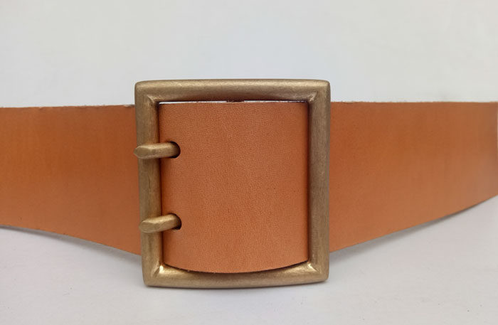 Trendy belt buckle handmade double needle pure copper beckham with stone washed old suitable for 44 wide vegetable tanned horse leather Tochigi