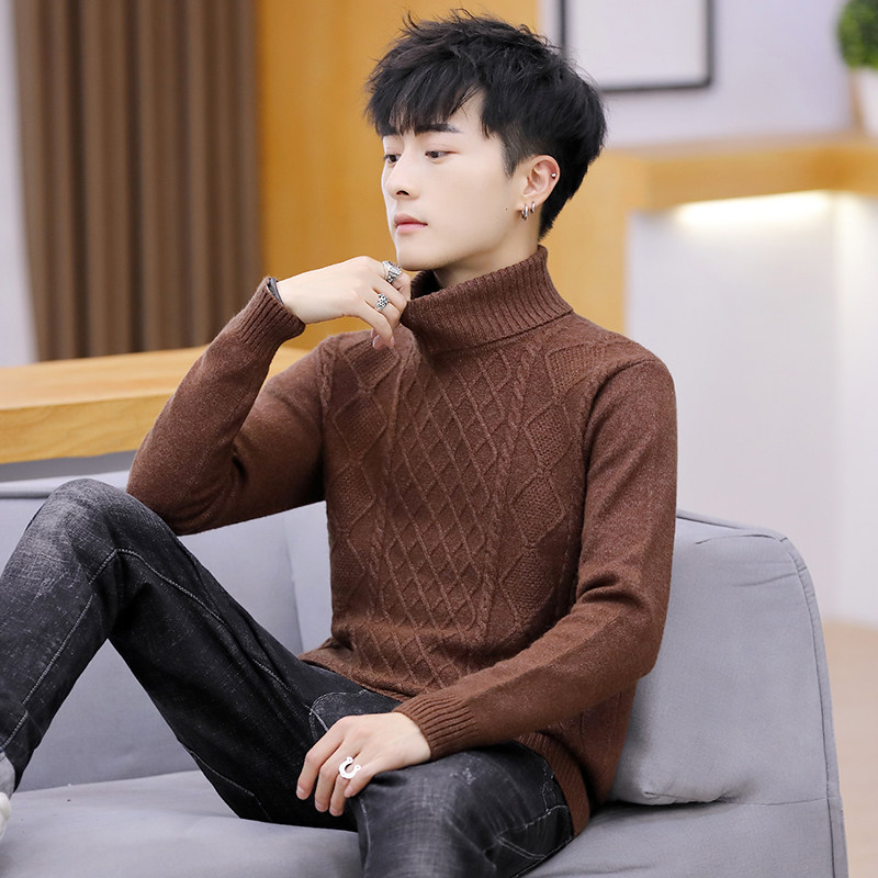 羊绒衫男秋冬季长袖毛衣男士纯色圆领领套头羊绒针织衫打底衫