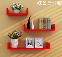 Storage rack ornaments Hanging bookshelf porch Bathroom wall shelf one-word board without trace nails