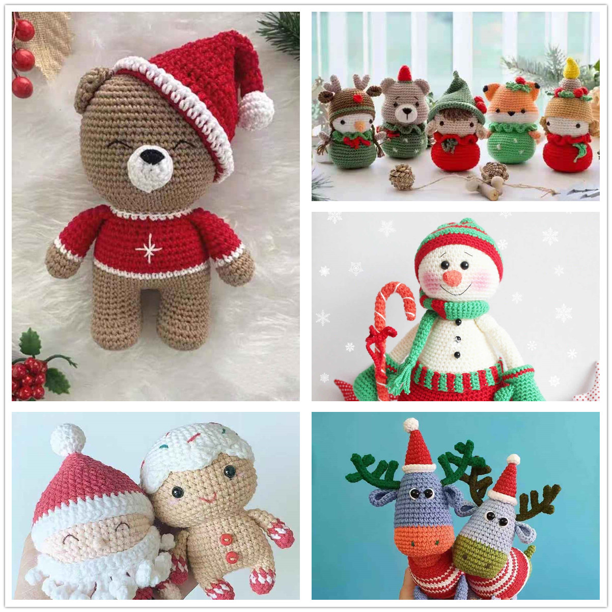 Crochet Diagrams (Christmas Series 10 Models) Wool Hand Knitting Doll Tutorial No Video, Not a Finished Product