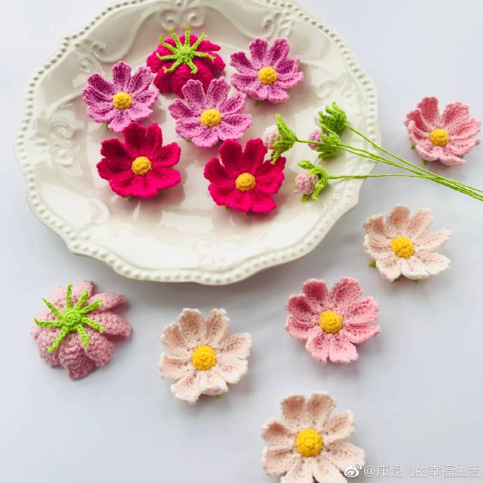 Handmade DIY crochet knitting wool crochet knitting Gesang flower graphic tutorial non-finished film