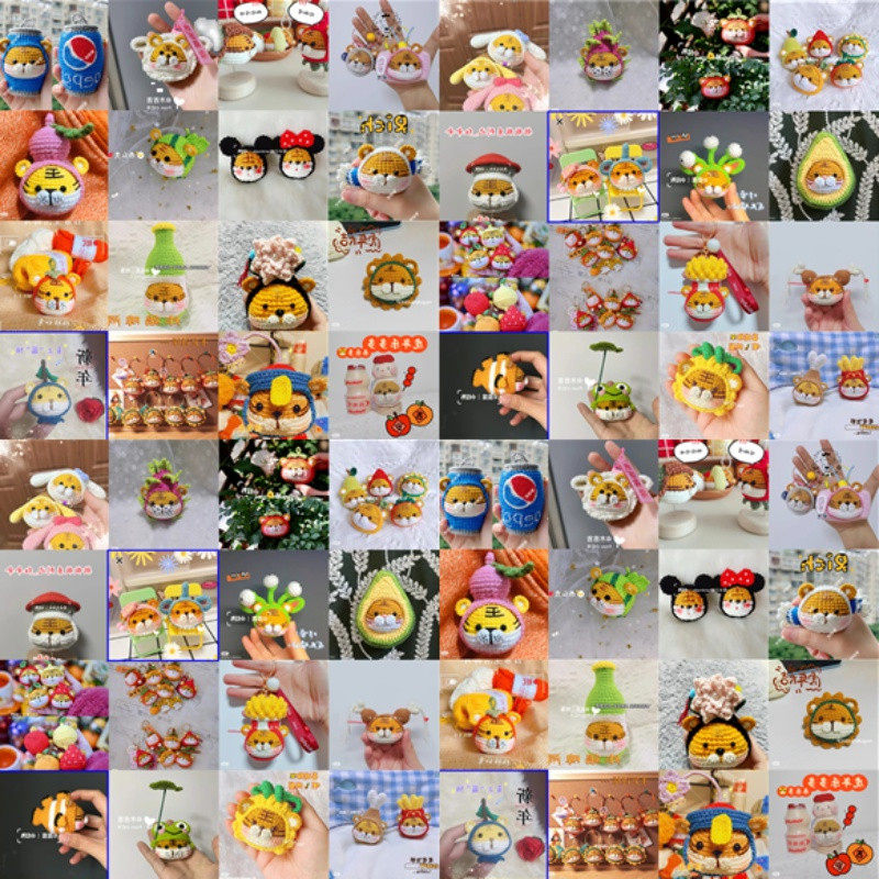 Crochet graph solution (tiger-year tiger head pendant 80 afternoons) wool-wire hand-woven doll tutorial No film