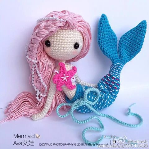 DIY Handmade Wool Thread Crochet Crochet Doll Crochet Hook Stitch Tutorial Non finished Ava Ava Ava mermaid Electronic solutions-Taobao