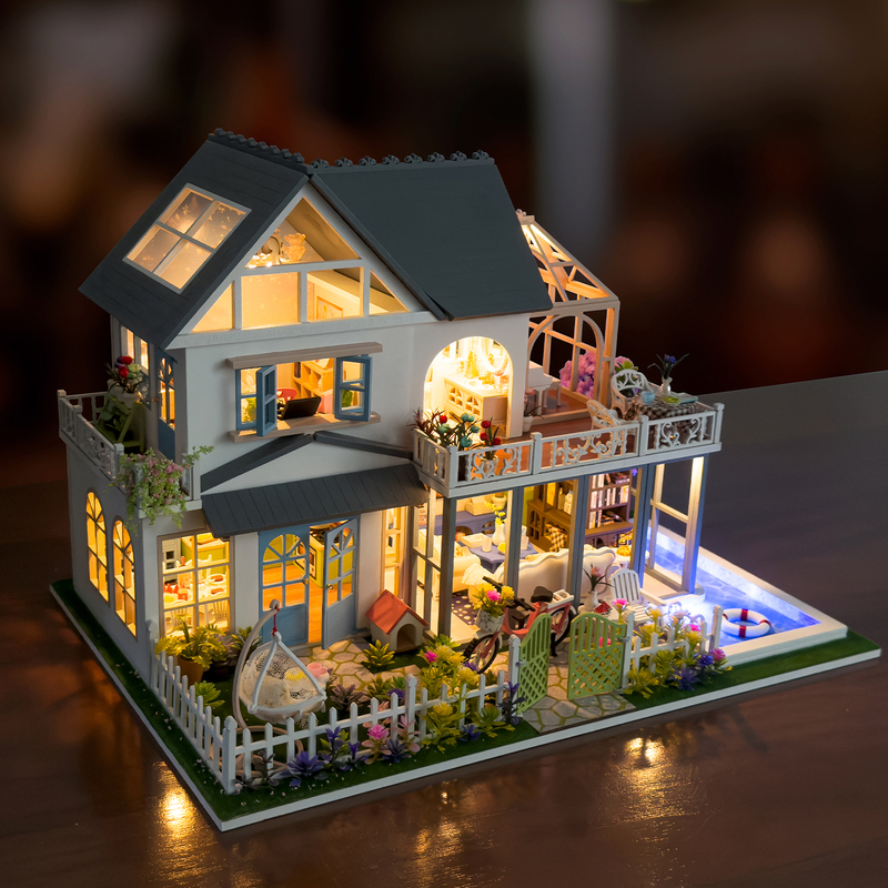Meidai Xingyu Huayang DIY Miniature House Model Scene Decoration Building Blocks Toy Handmade House Large Villa