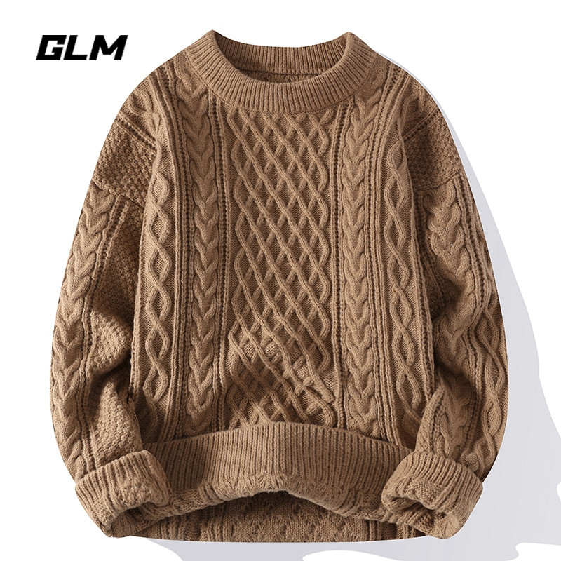 GLM осень и зима, Год лошади, новый утолщенный трендовый стиль, морозостойкий и теплый однотонный свободный пуловер с круглым вырезом, свитер для мужчин