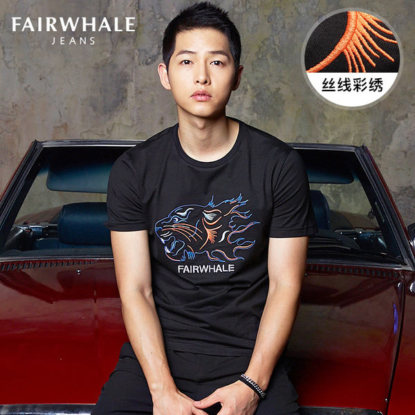 17年夏季新款 Mark Fairwhale 马克华菲 纯棉 刺绣男式短袖T恤 优惠券折后￥68包邮（￥128-60）