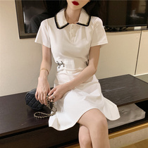 2021 summer womens fashion new Hepburn foreign style long tide terrier orange French Nordic style vitality dress temperament