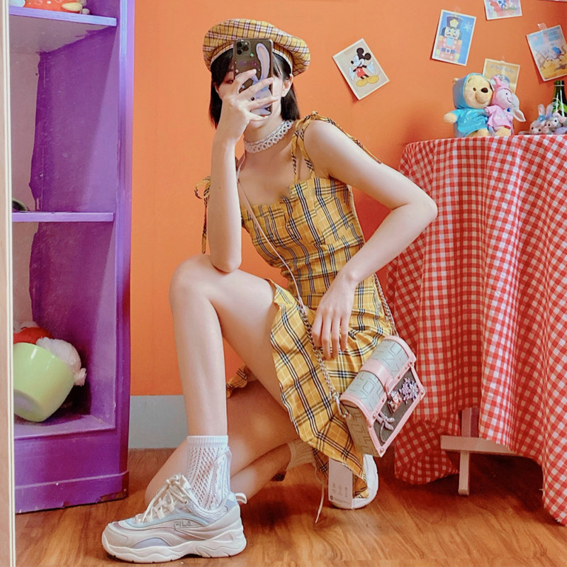 Tennis Red Fried Street Ins Temperament Sashimi Dresses 2022 Summer New 100 Hitch Set Tattoo Sexy Harness Foreign Dress