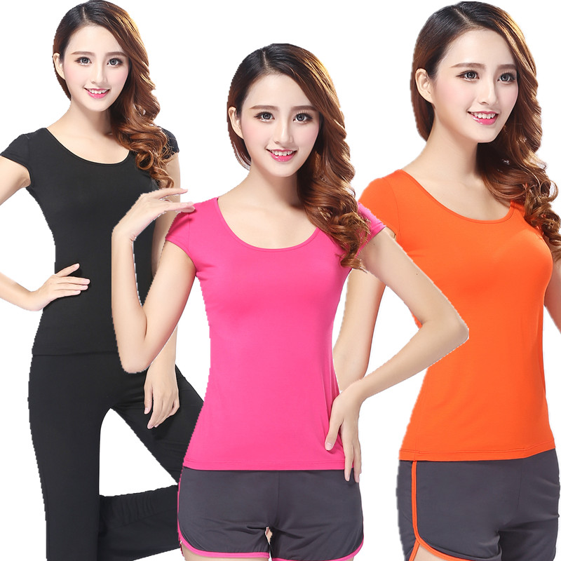 Summer Woman Modale cotton quality blouse swarm with slim dance practice Practice Martial short sleeve T-shirt Long sleeve dance dress