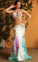 AC Belly Leather Dance Professional Import High-end Customized Fish Tail Dress Performance Suit Play Out of Funny White