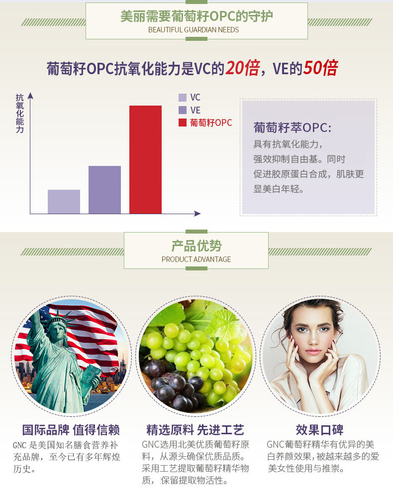GNC 健安喜葡萄籽精华 300mg