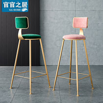 Nordic light luxury iron arts in simple bar bench bench milk tea shop backstood high bench net red bar stool