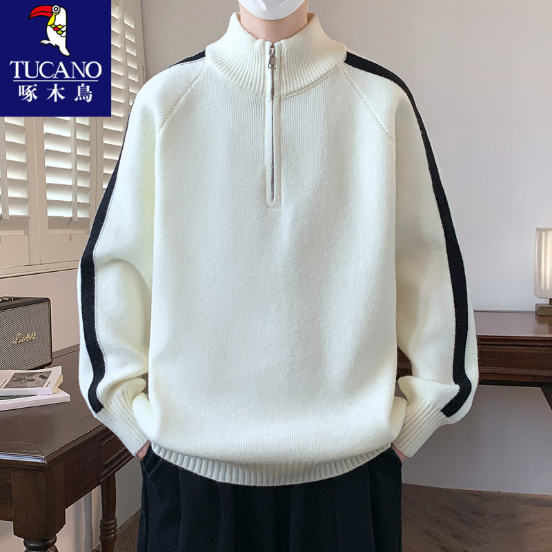 Woodpecker Half-Zip Sweater for Men, New Autumn and Winter Style, Inner Layer Knitwear, Warm Top for Teenage Boys Woodpecker Half-Zip Sweater for Men, New Autumn and Winter Style, Inner Layer Knitwear, Warm Top for Teenage Boys