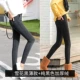 Mùa xuân cộng với quần legging nhung đen bên ngoài thắt lưng nữ co giãn và mỏng bó sát mùa xuân và mùa thu cỡ lớn mỏng mảnh tuyết nhỏ quần đen nhỏ - Quần tây thường