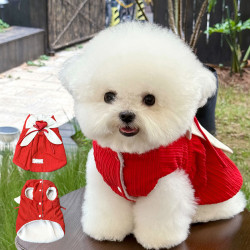 Pet Princess Dress with Leash, Suitable for Teddy, Bichon, Cat, Pomeranian, Maltese Dogs, Autumn and Winter Clothing