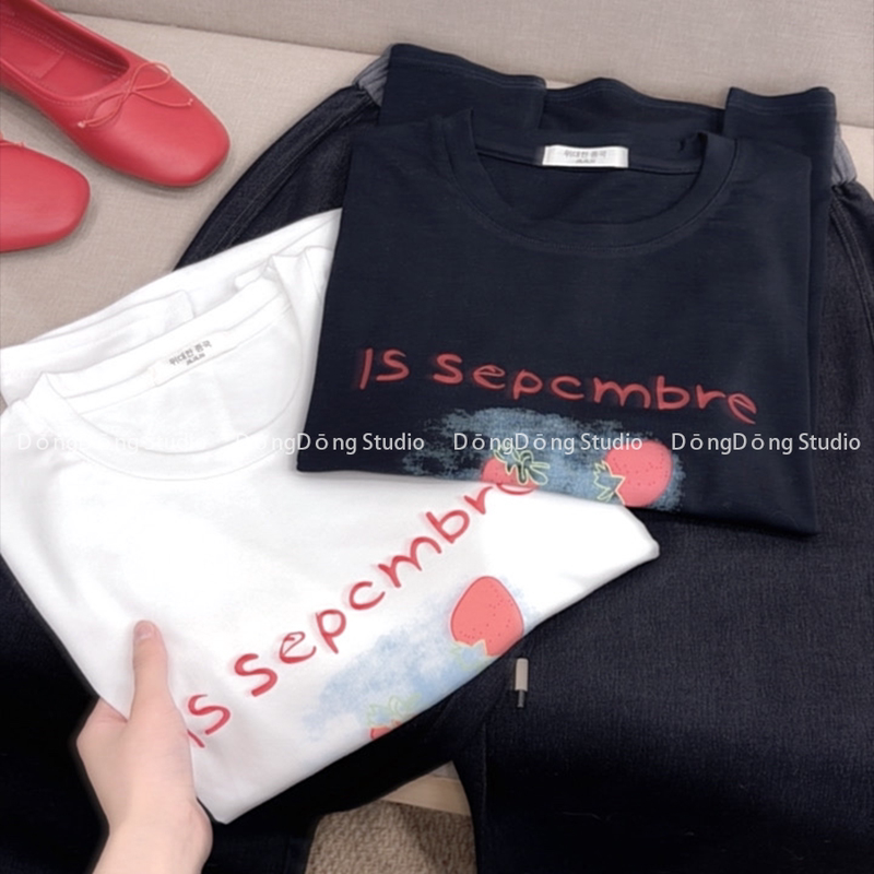 High-End Version ~/Strawberry T/Strawberry Print Short-Sleeve T-Shirt for Women [Length 58cm, Bust 94cm] 6603