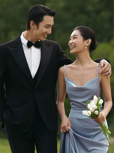 Синее свадебное платье для влюбленных, эффект подтяжки, крой «рыбий хвост»