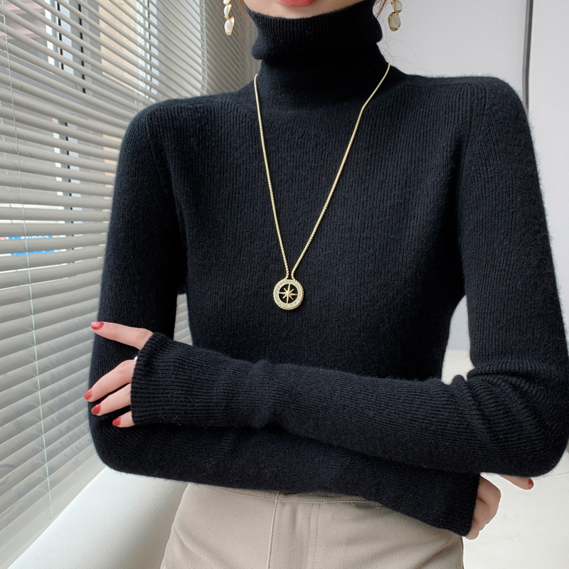 Black Turtleneck Sweater for Women, 2026 Autumn and Winter New Style, Slim Fit, High-End Feel, Inner Knit Base Shirt Top, Autumn Wear Black Turtleneck Sweater for Women, 2026 Autumn and Winter New Style, Slim Fit, High-End Feel, Inner Knit Base Shirt Top, Autumn Wear